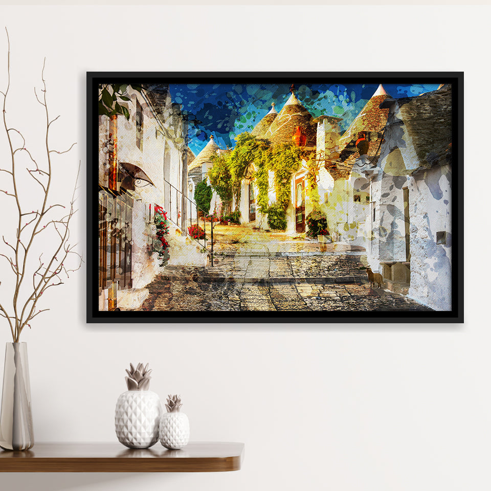 Alberobello, Alberobello Painting, Alberobello, Framed Canvas Prints Wall Art Home Decor,Floating Frame, Ready to Hang