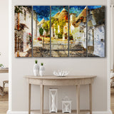 Alberobello, Alberobello Painting, Alberobello, Multi Panels, 5 Pieces B, Canvas Prints Wall Art Home Decor,X Large Canvas
