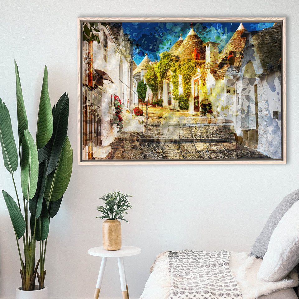 Alberobello, Alberobello Painting, Alberobello, Framed Canvas Prints Wall Art Home Decor,Floating Frame, Ready to Hang