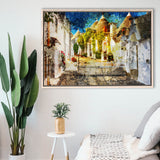 Alberobello, Alberobello Painting, Alberobello, Framed Canvas Prints Wall Art Home Decor,Floating Frame, Ready to Hang