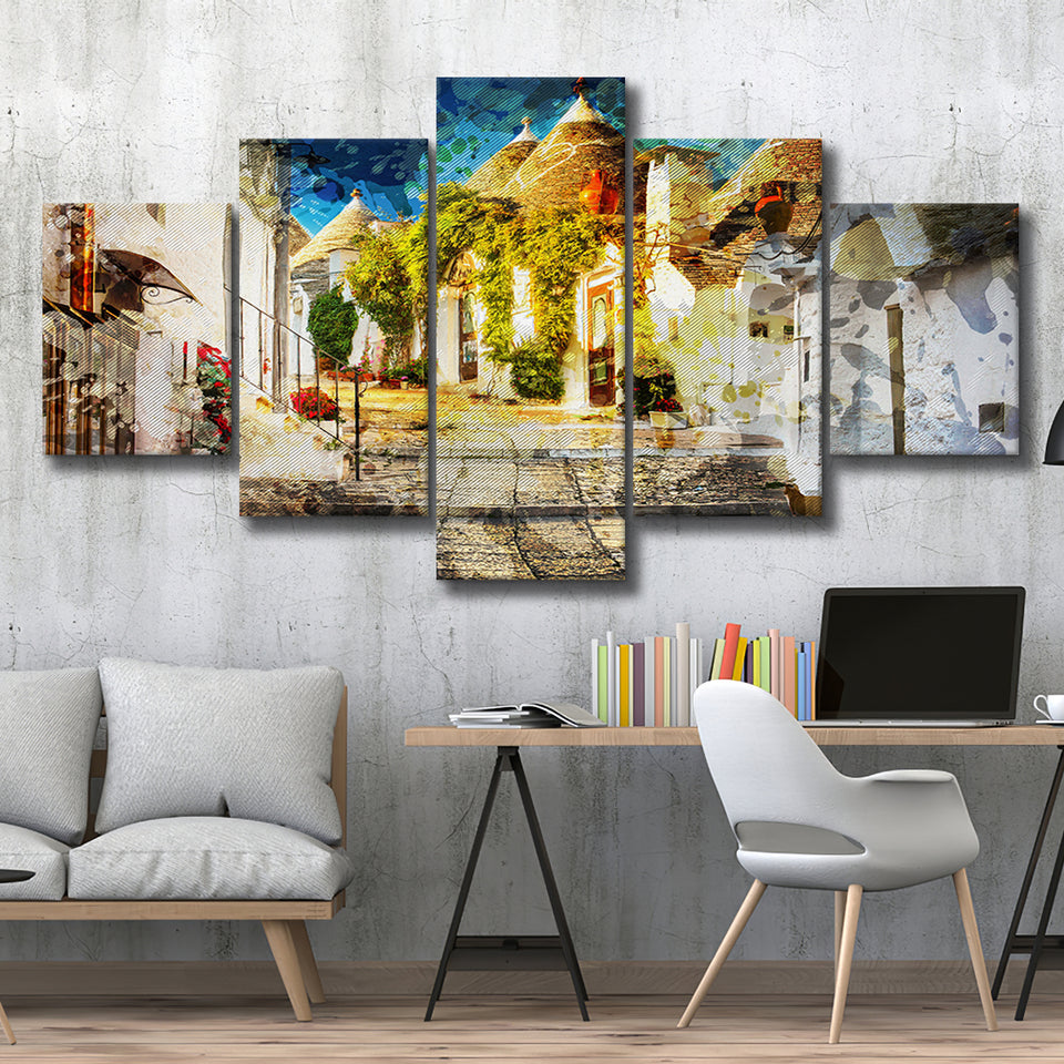 Alberobello, Alberobello Painting, Alberobello, Multi Panels, 5 Pieces, Canvas Prints Wall Art Home Decor