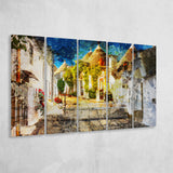 Alberobello, Alberobello Painting, Alberobello, Multi Panels, 5 Pieces B, Canvas Prints Wall Art Home Decor,X Large Canvas