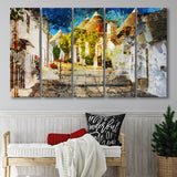 Alberobello, Alberobello Painting, Alberobello, Multi Panels, 5 Pieces B, Canvas Prints Wall Art Home Decor,X Large Canvas