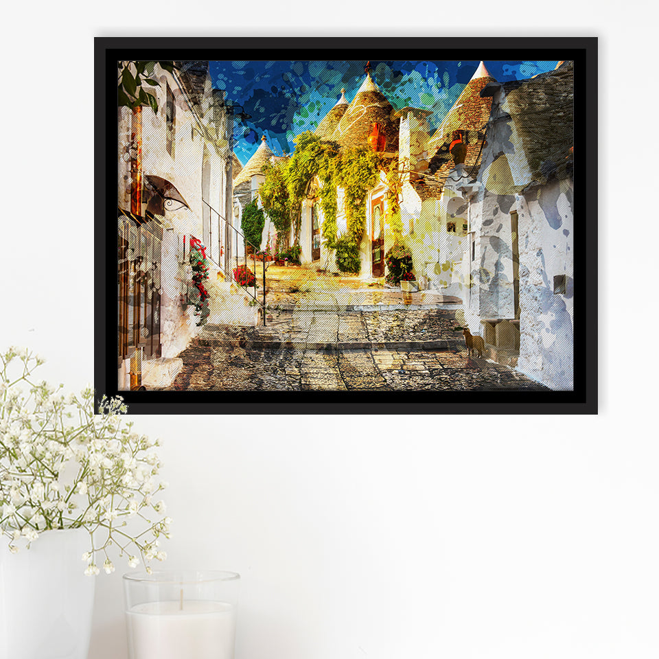 Alberobello, Alberobello Painting, Alberobello, Framed Canvas Prints Wall Art Home Decor,Floating Frame, Ready to Hang