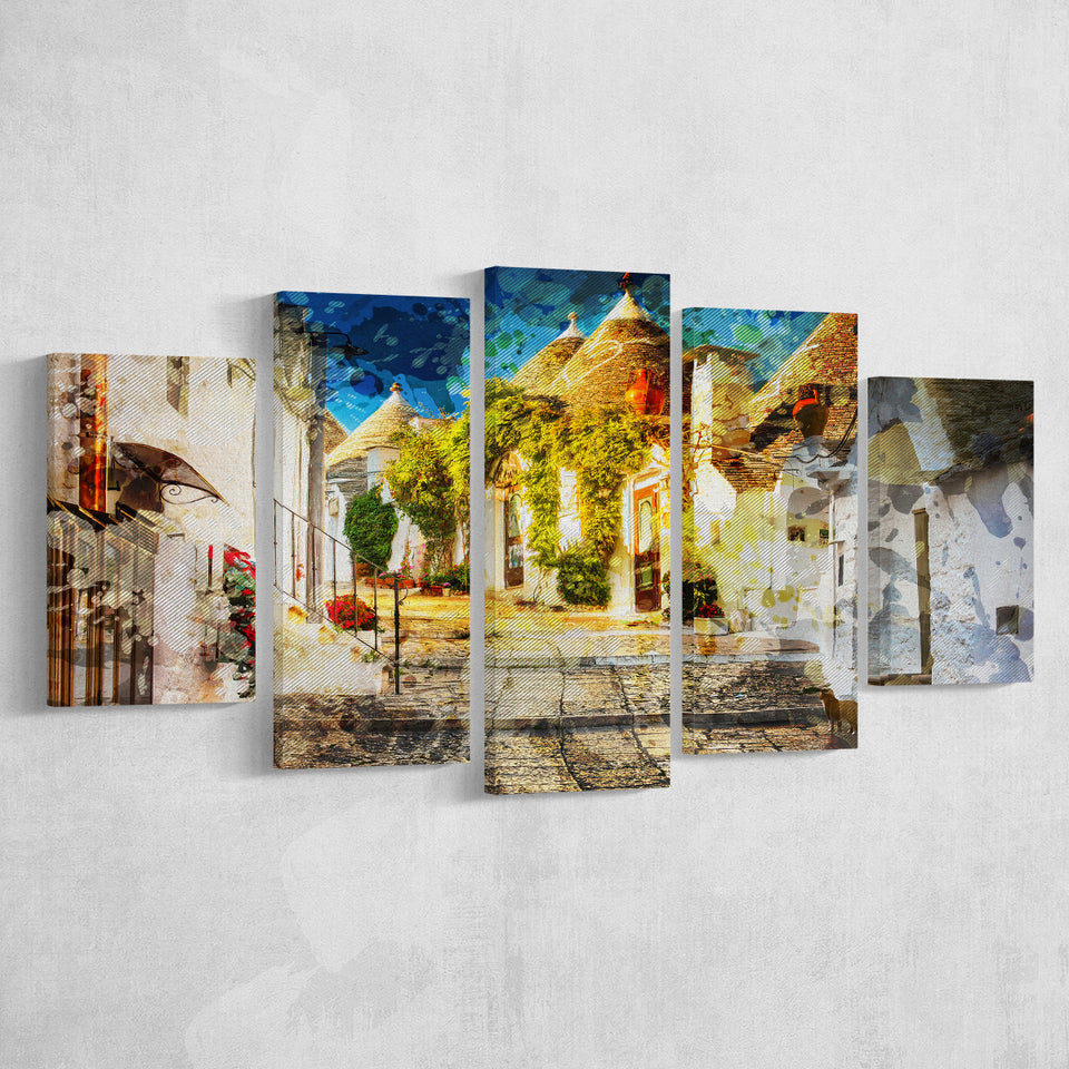 Alberobello, Alberobello Painting, Alberobello, Multi Panels, 5 Pieces, Canvas Prints Wall Art Home Decor