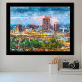 Albuquerque New Mexico Usa Downtown Cityscape City Art Watercolor Framed Art Prints Wall Art Decor,Framed Picture
