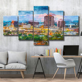 Albuquerque New Mexico Usa Downtown Cityscape 5 Pieces Mixed Canvas Prints Wall Art Home Decor