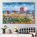 Albuquerque New Mexico Usa Downtown Cityscape City Art Watercolor Canvas Prints Wall Art Home Decor, Large Canvas