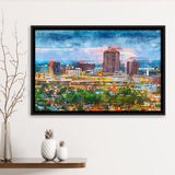 Albuquerque New Mexico Usa Downtown Cityscape City Art Watercolor Framed Canvas Prints Wall Art Home Decor,Floating Frame