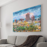 Albuquerque New Mexico Usa Downtown Cityscape City Art Watercolor Canvas Prints Wall Art Home Decor, Large Canvas