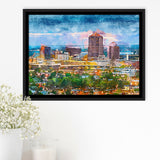 Albuquerque New Mexico Usa Downtown Cityscape City Art Watercolor Framed Canvas Prints Wall Art Home Decor,Floating Frame