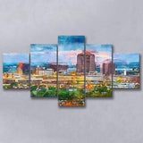 Albuquerque New Mexico Usa Downtown Cityscape 5 Pieces Mixed Canvas Prints Wall Art Home Decor