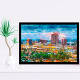 Albuquerque New Mexico Usa Downtown Cityscape City Art Watercolor Framed Art Prints Wall Art Decor,Framed Picture