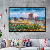 Albuquerque New Mexico Usa Downtown Cityscape City Art Watercolor Framed Art Prints Wall Art Decor,Framed Picture