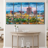 Albuquerque New Mexico Usa Downtown Cityscape 5 Pieces Extra Large Canvas Prints Wall Art Home Decor