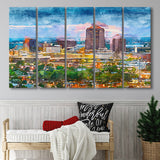 Albuquerque New Mexico Usa Downtown Cityscape 5 Pieces Extra Large Canvas Prints Wall Art Home Decor