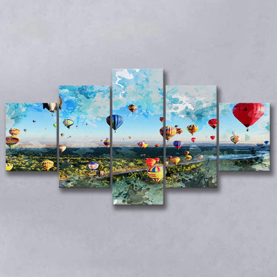 Albuquerque Balloon Fiesta Canvas Art 5 Pieces Canvas Prints Wall Art Decor - Painting Canvas, Mixed Canvas