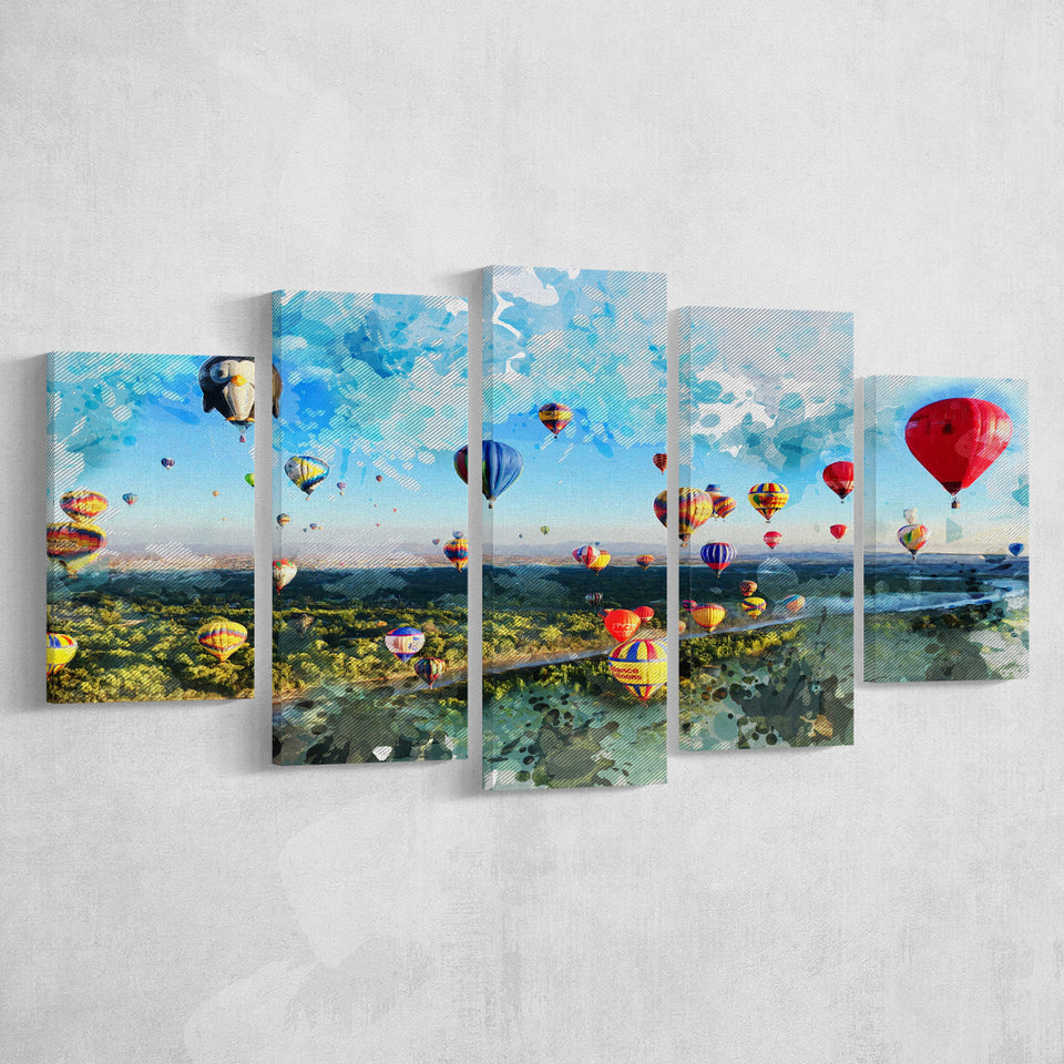 Albuquerque Balloon Fiesta Canvas Art 5 Pieces Canvas Prints Wall Art Decor - Painting Canvas, Mixed Canvas