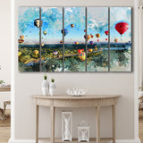 Albuquerque Balloon Fiesta Canvas Art 5 Piece B Canvas Prints Wall Art Decor, Multi Panels,Large Canvas, Home Decor