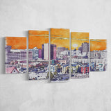 Albuquerque Watercolor Albuquerque New Mexico, 5 Pieces, Multi Panel Canvas Prints Wall Art Decor