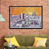 Albuquerque Watercolor Albuquerque New Mexico, Sport Prints Fan Gift, Framed Art Prints Wall Art Decor