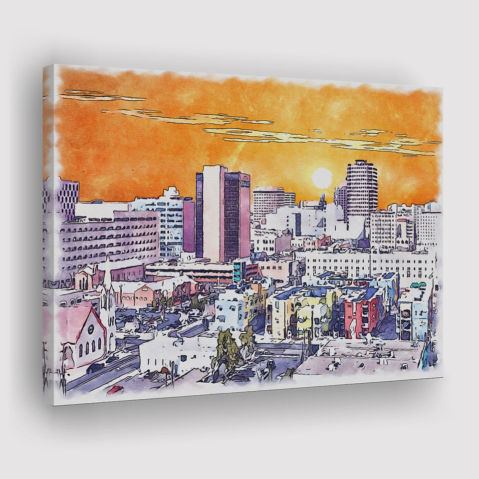 Albuquerque Watercolor Albuquerque New Mexico, Sport Art Prints Fan Gift, Canvas Prints Wall Art Decor