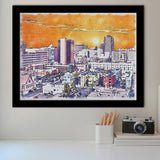 Albuquerque Watercolor Albuquerque New Mexico, Sport Prints Fan Gift, Framed Art Prints Wall Art Decor