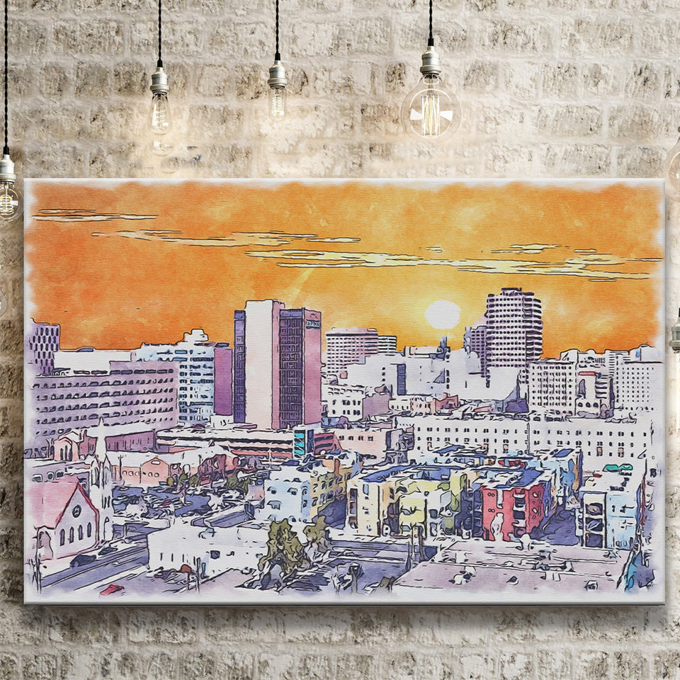 Albuquerque Watercolor Albuquerque New Mexico, Sport Art Prints Fan Gift, Canvas Prints Wall Art Decor