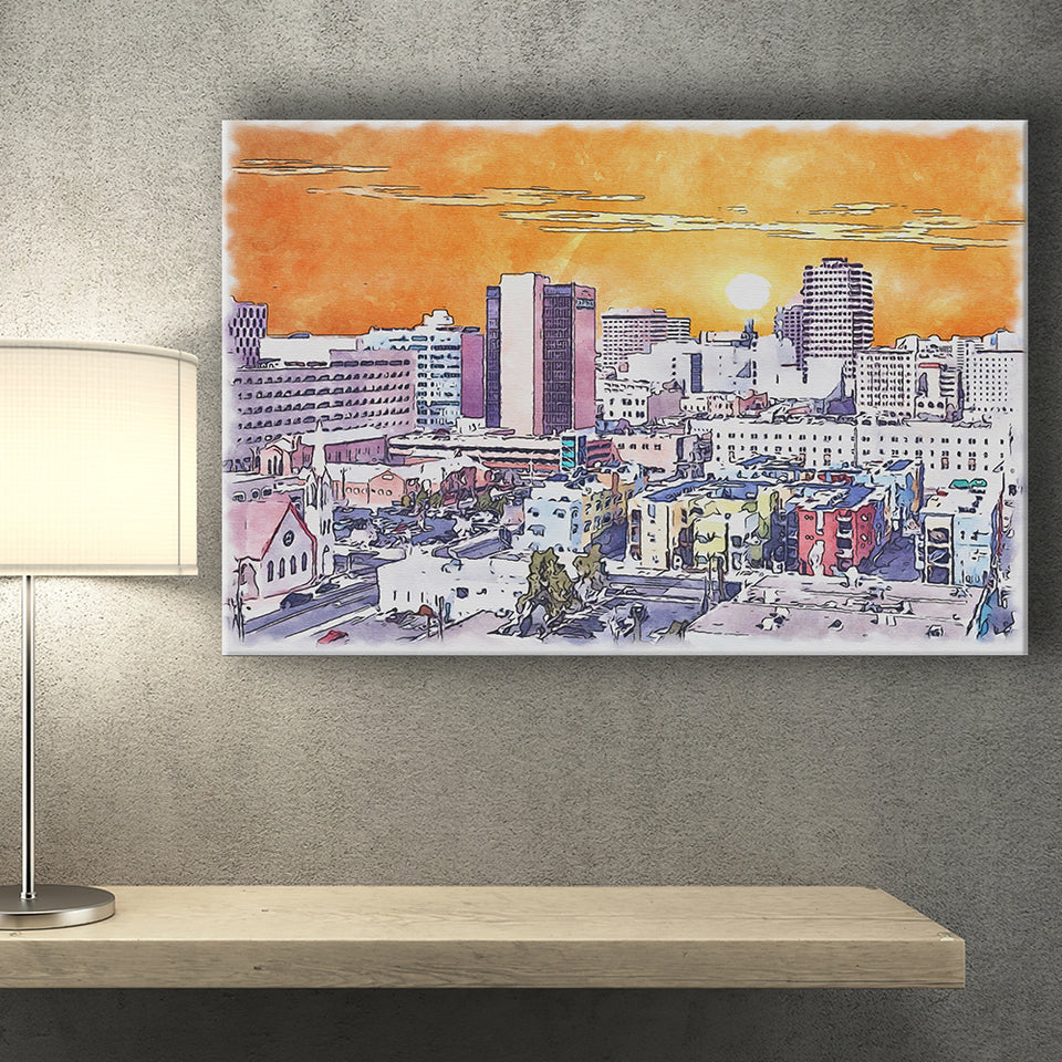 Albuquerque Watercolor Albuquerque New Mexico, Sport Art Prints Fan Gift, Canvas Prints Wall Art Decor