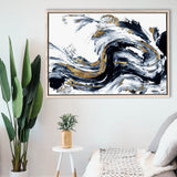 Alcohol Ink Wall Art, White Gold Marble, Framed Canvas Prints Wall Art Home Decor,Floating Frame, Ready to Hang