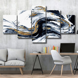 Alcohol Ink Wall Art, White Gold Marble, Multi Panels, 5 Pieces, Canvas Prints Wall Art Home Decor