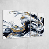 Alcohol Ink Wall Art, White Gold Marble, Multi Panels, 5 Pieces B, Canvas Prints Wall Art Home Decor,X Large Canvas