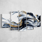 Alcohol Ink Wall Art, White Gold Marble, Multi Panels, 5 Pieces, Canvas Prints Wall Art Home Decor