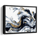 Alcohol Ink Wall Art, White Gold Marble, Framed Canvas Prints Wall Art Home Decor,Floating Frame, Ready to Hang