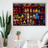 Alcohol Wall Art, Bottles With Alcohol Drinks, Alcohol Painting, Framed Canvas Prints Wall Art Home Decor,Floating Frame