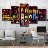 Alcohol Wall Art, Bottles With Alcohol Drinks, Alcohol Painting, Multi Panels, 5 Pieces, Canvas Prints Wall Art Home Decor