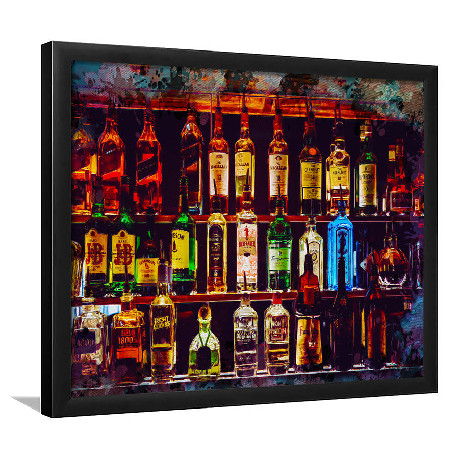 Alcohol Wall Art, Bottles With Alcohol Drinks, Alcohol Painting, Framed Art Prints Wall Art Home Decor, Ready to Hang
