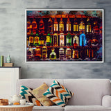Alcohol Wall Art, Bottles With Alcohol Drinks, Alcohol Painting, Framed Canvas Prints Wall Art Home Decor,Floating Frame