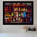 Alcohol Wall Art, Bottles With Alcohol Drinks, Alcohol Painting, Framed Art Prints Wall Art Home Decor, Ready to Hang