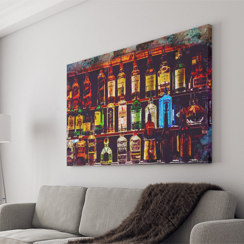 Alcohol Wall Art, Bottles With Alcohol Drinks, Alcohol Painting, Canvas Prints Wall Art Home Decor