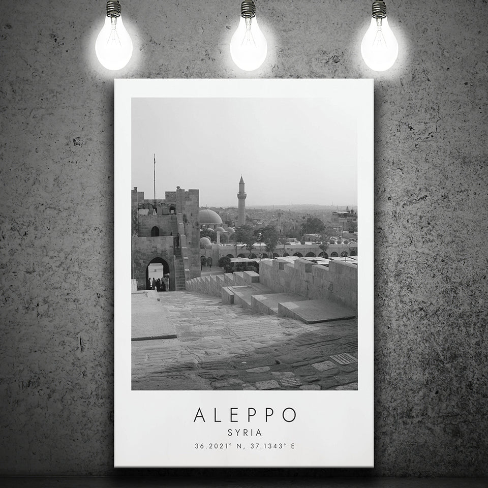 Aleppo, Syria Black And White Art Canvas Prints Wall Art Home Decor