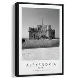 Alexandria, Egypt Black And White Art Framed Canvas Prints Wall Art Home Decor, Floating Frame