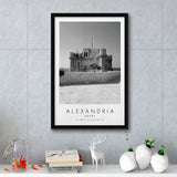 Alexandria, Egypt Black And White Art Framed Canvas Prints Wall Art Home Decor, Floating Frame