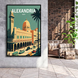 Alexandria Retro Art Print, Large Canvas, Framed Canvas Print Wall Art Home Decor, Floating Frame