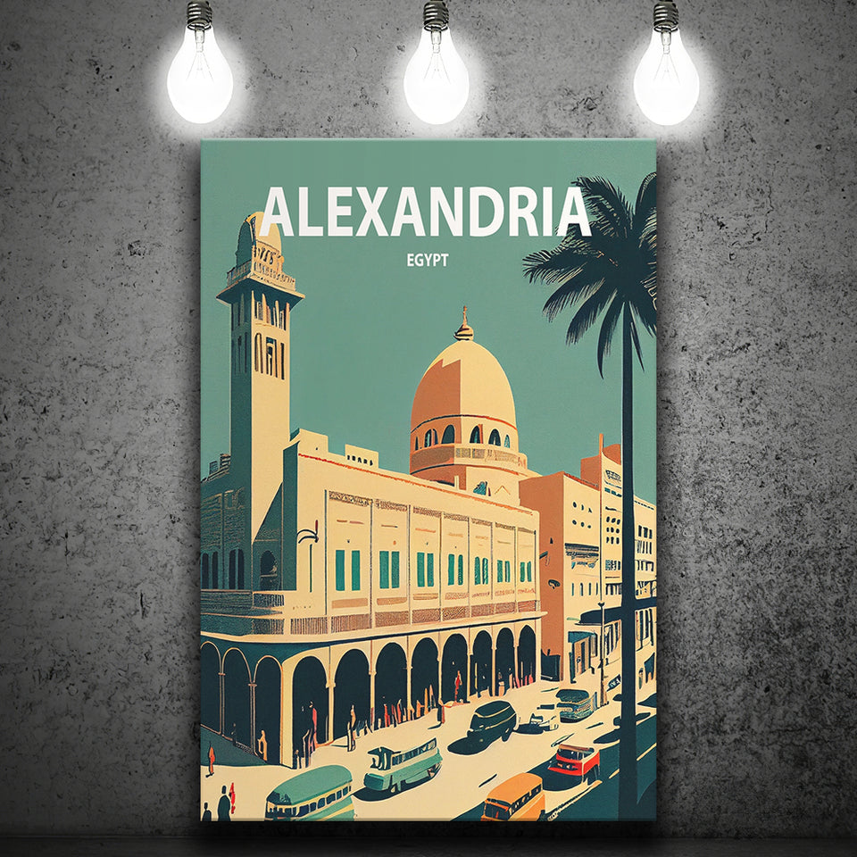 Alexandria Retro Art Print ,City Art Print, Large Canvas, Canvas Print Wall Art Home Decor