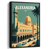 Alexandria Retro Art Print, Large Canvas, Framed Canvas Print Wall Art Home Decor, Floating Frame