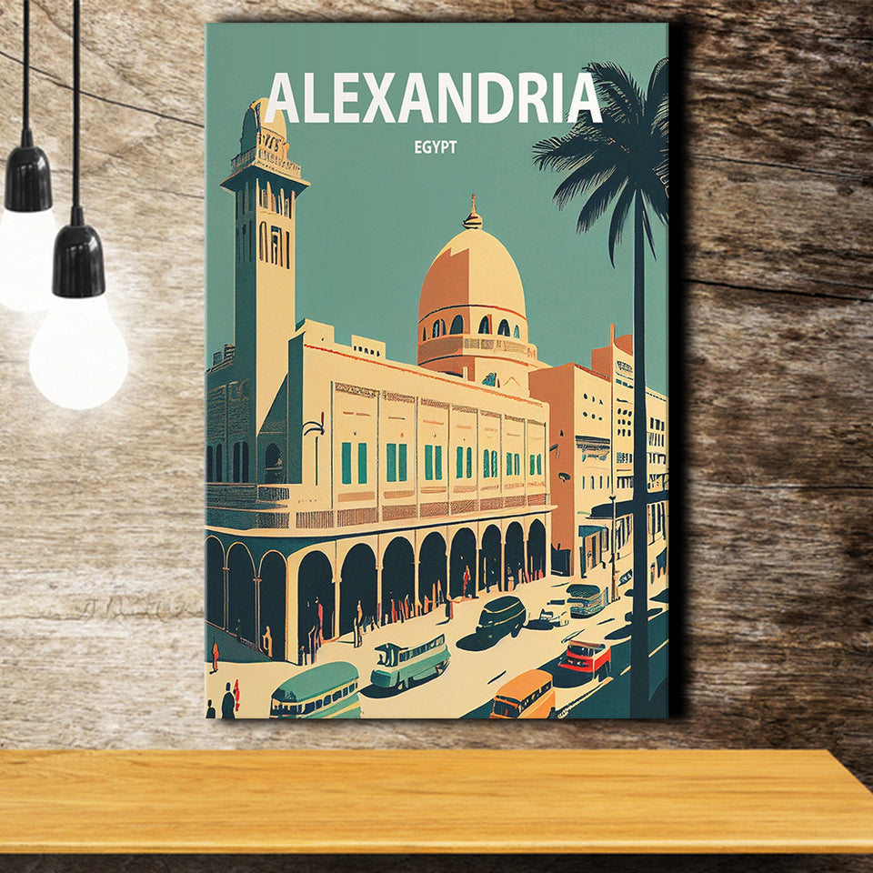 Alexandria Retro Art Print ,City Art Print, Large Canvas, Canvas Print Wall Art Home Decor