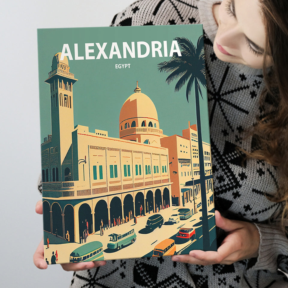 Alexandria Retro Art Print ,City Art Print, Large Canvas, Canvas Print Wall Art Home Decor