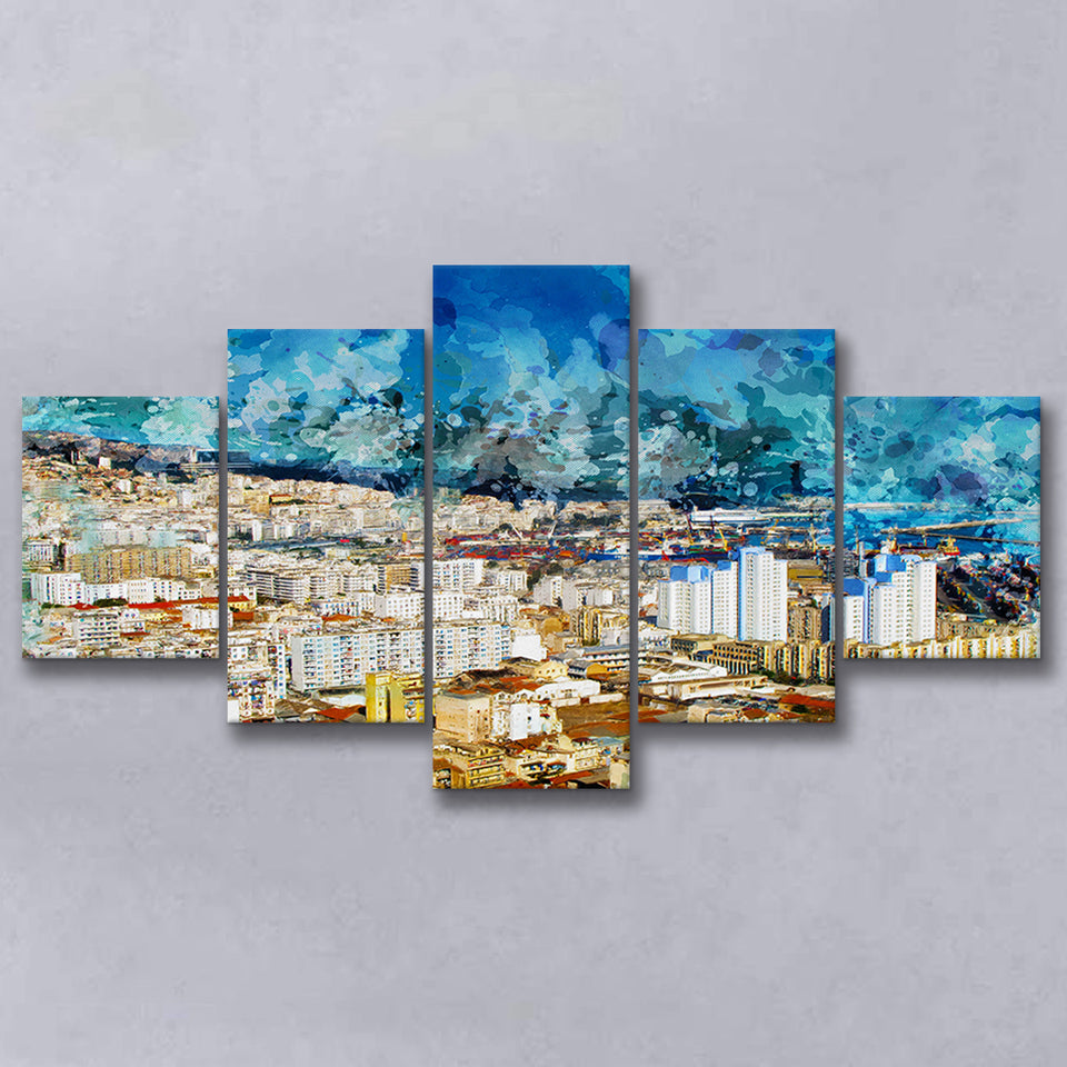 Algeria 5 Pieces Canvas Prints Wall Art Decor - Painting Canvas, Mixed Canvas, Multi Panels