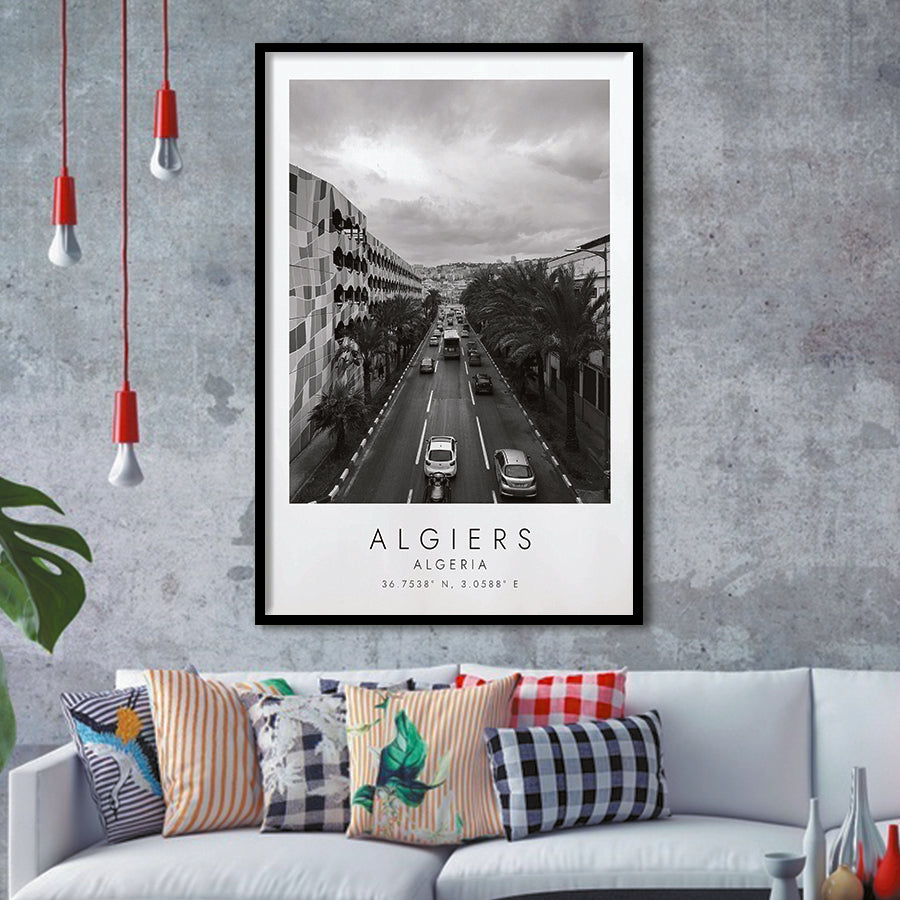 Algiers, Algeria Black And White Art Framed Art Prints Wall Art Decor, Framed Picture